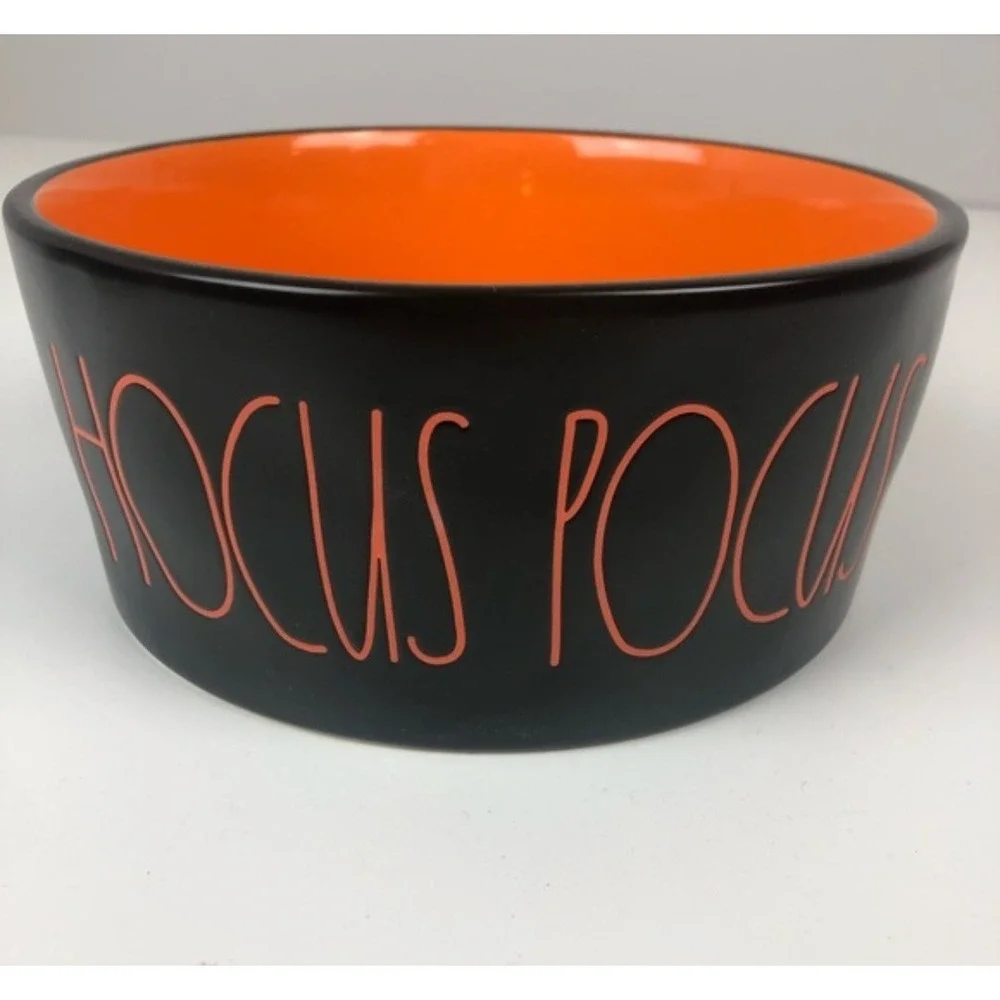 Rae Dunn Hocus Pocus Halloween Pet Dog Food Bowl Black Orange